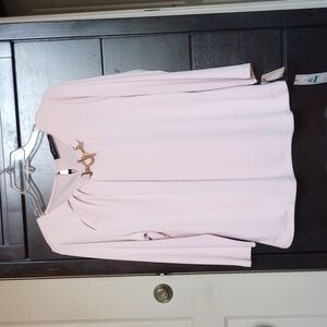IVANKA TRUMP, Design, Ladies Top, SIZE: "L". PINK; w/Gold Plated Ornament - NEW!
